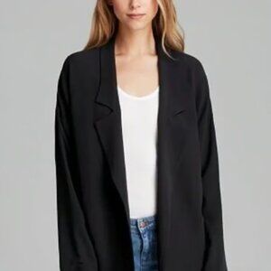 EILEEN FISHER BLACK TENCEL PONTE KNIT JERSEY POCKET COLLARED BLAZER JACKET $248